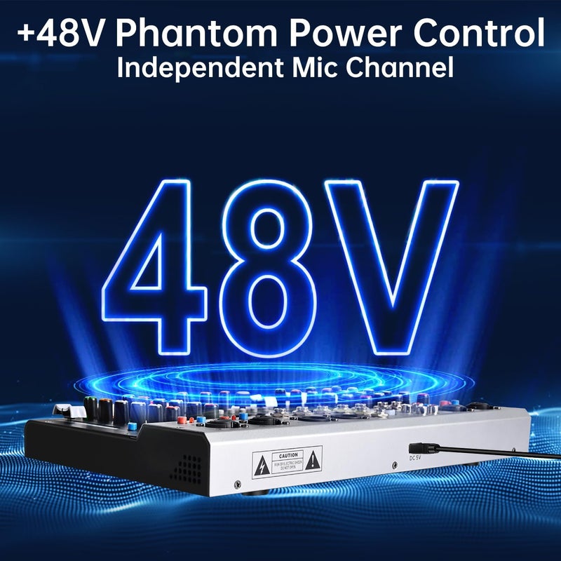 Kaschun KA-6 6-Channel Professional Audio Mixer with Large LED Display, 256 DSP Effects, Portable Design – Ideal for Recording Studios, Live Broadcasts & Multi-Functional Use​ - Image 3